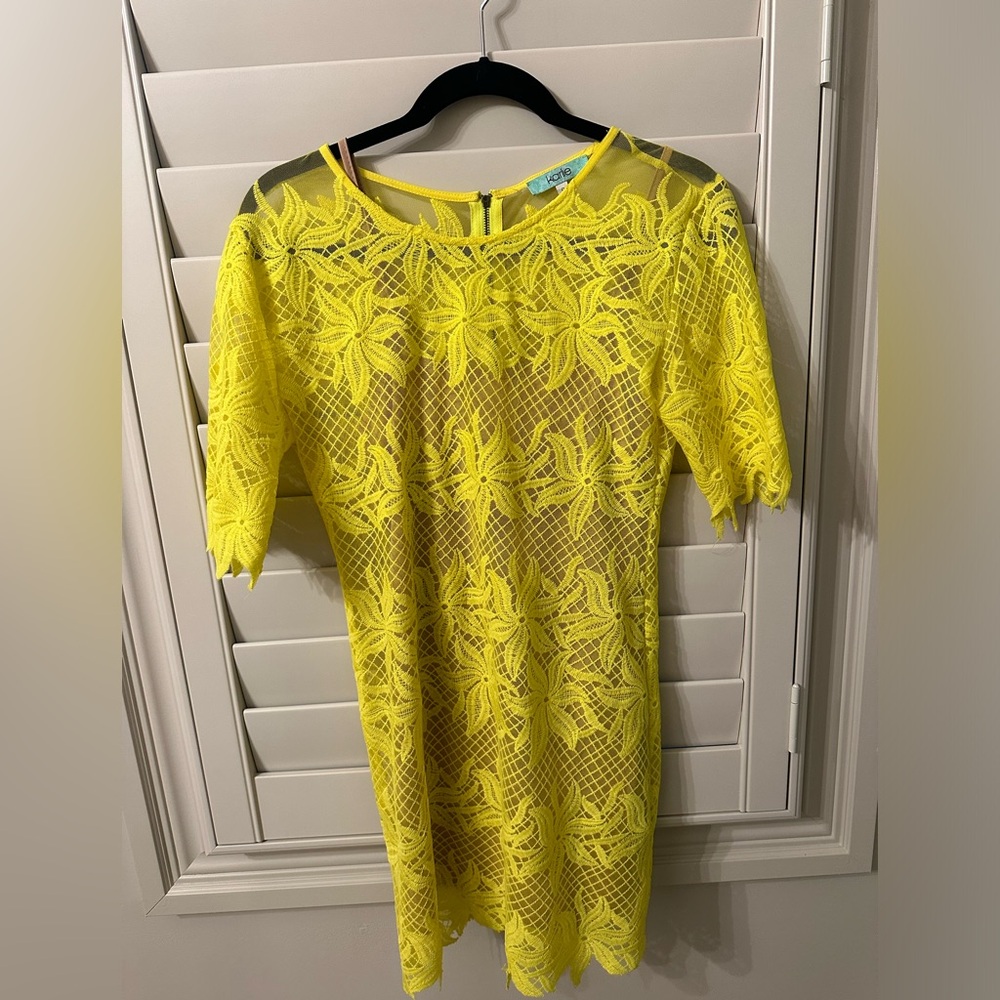 Yellow Lace Women Dress